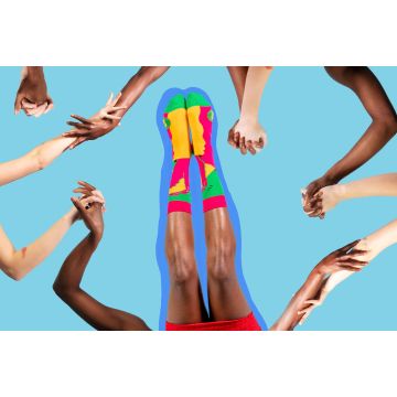 Sokken roze/geel maat 43-46