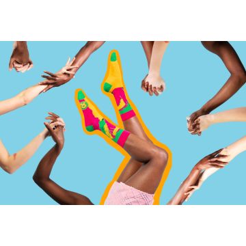 Sokken roze/geel maat 35-38